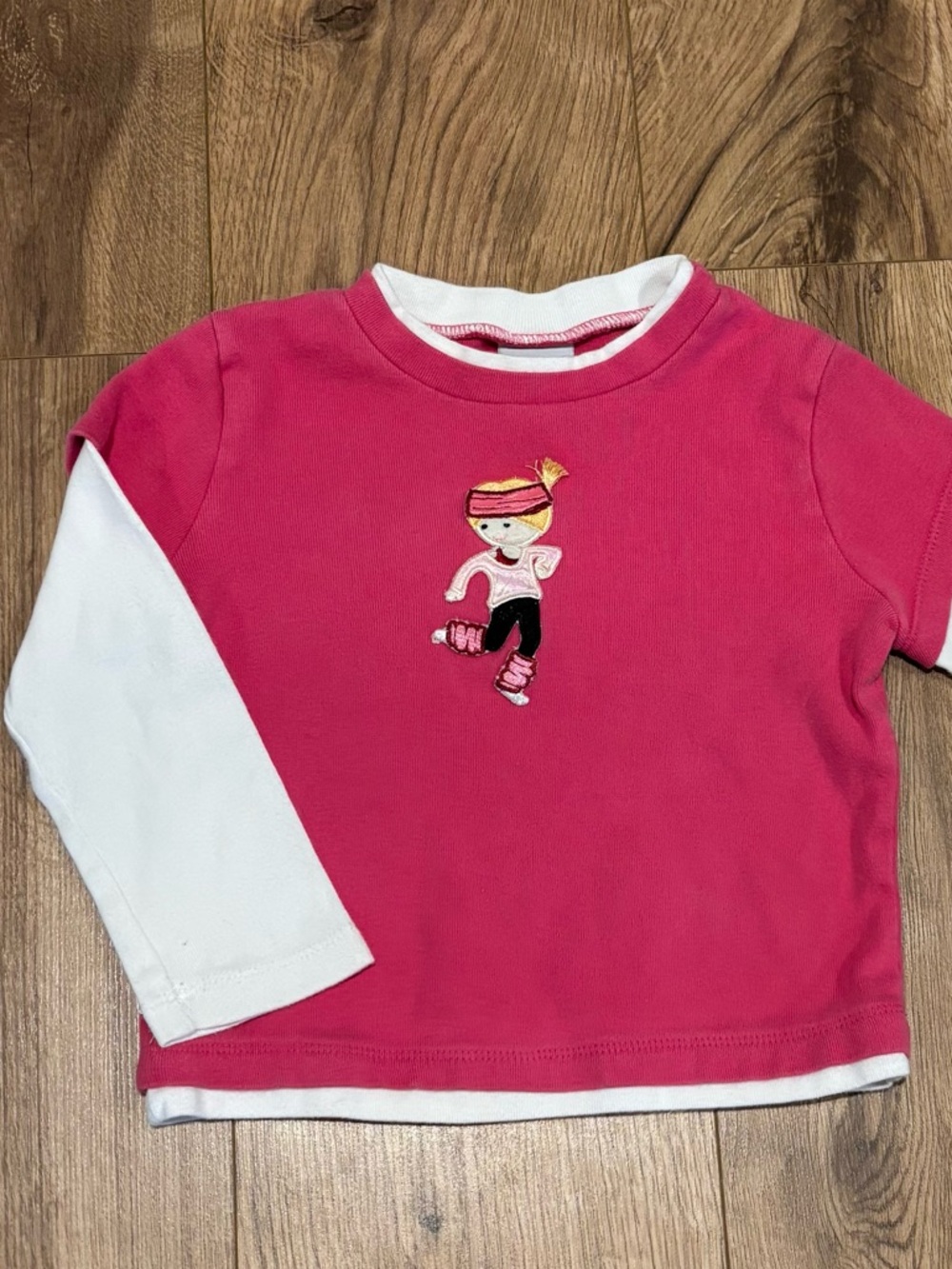 Vintage Okie Dokie ‘80s Aerobics Girl Appliqué Pink Long Sleeve Tee Shirt 4T